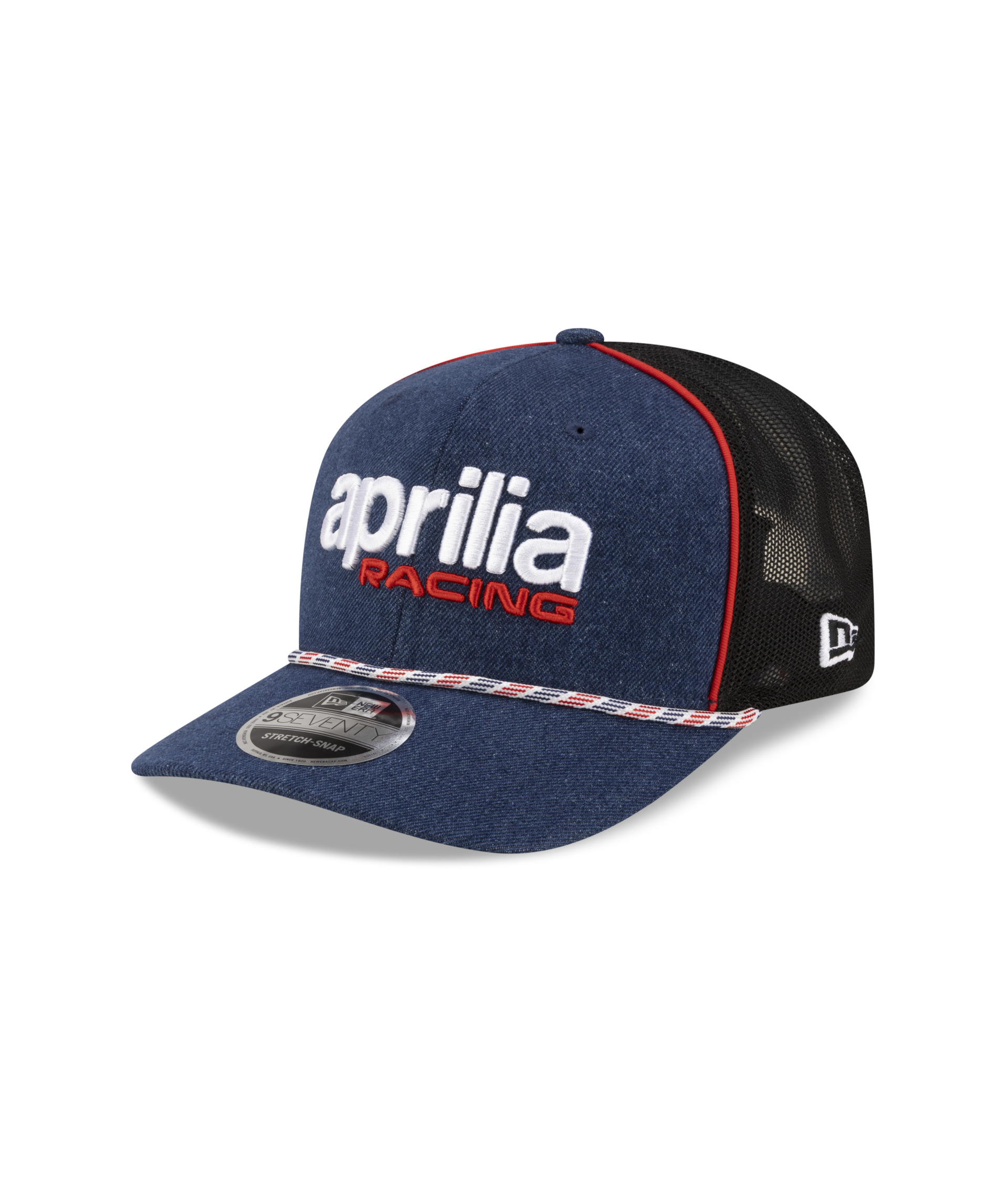 Gorra de béisbol Aprilia Replica Austin New Era 9Seventy negra y azul
